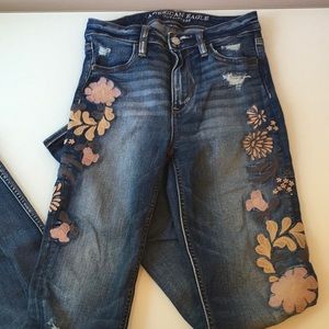 American eagle embroidered super high rise jegging